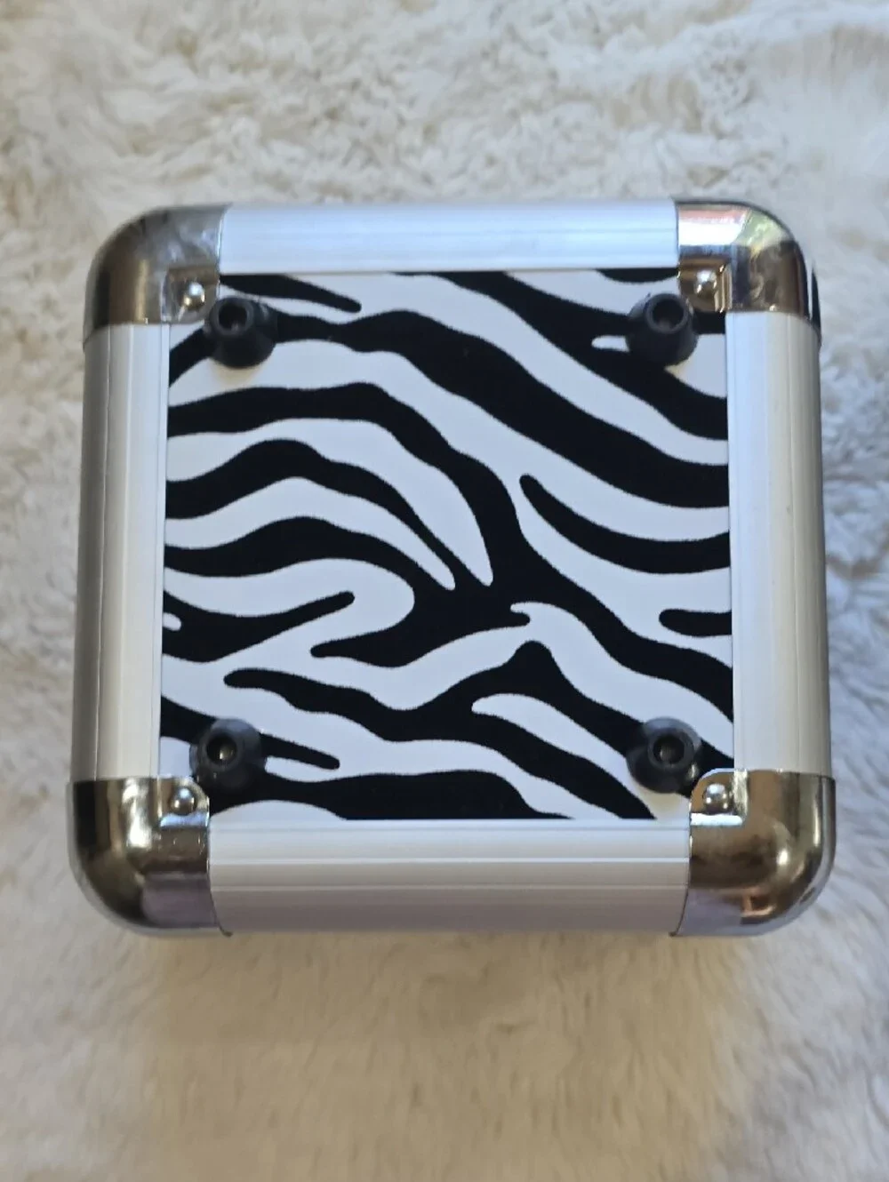 Zebra Print Locking Essential Oil Case with Black Velvet Interior